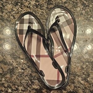 Burberry Black and Brown Check Sandals